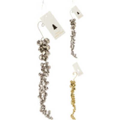 Guirnalda Colgante de Cascabeles Dorados y Plateados Oro/Plata, 25 cm (2 uds)