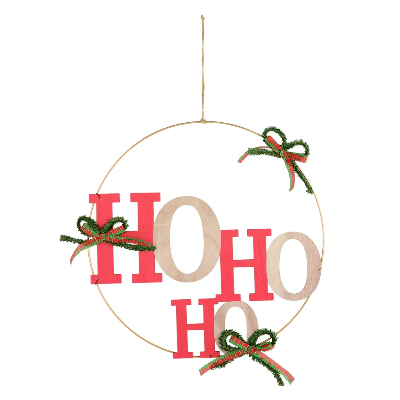 Suspension Anneau HoHoHo en Métal Rojo/Verde, 40 cm (3 unités)