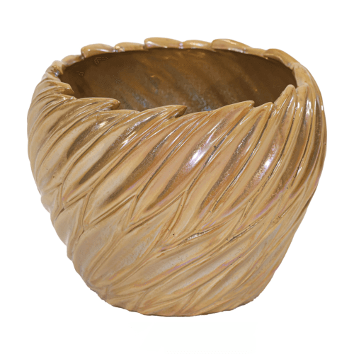 Cache-pot en Céramique Doré Fan Leaf 14 cm