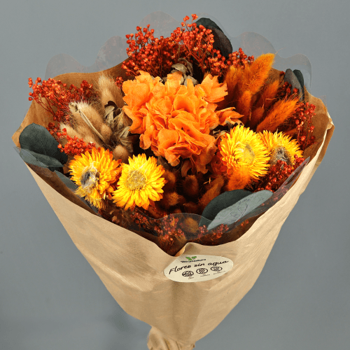 Ramo de Flores Secas Lidia Laranja, Flor seca de 40 cm de comprimento