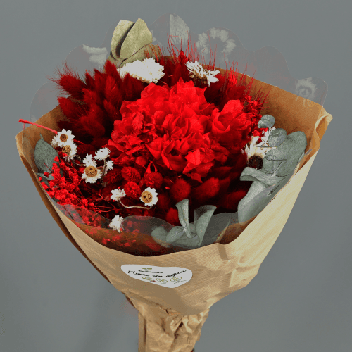 Ramo de Flores Secas Lidia Vermelho, Flor seca de 40 cm de comprimento