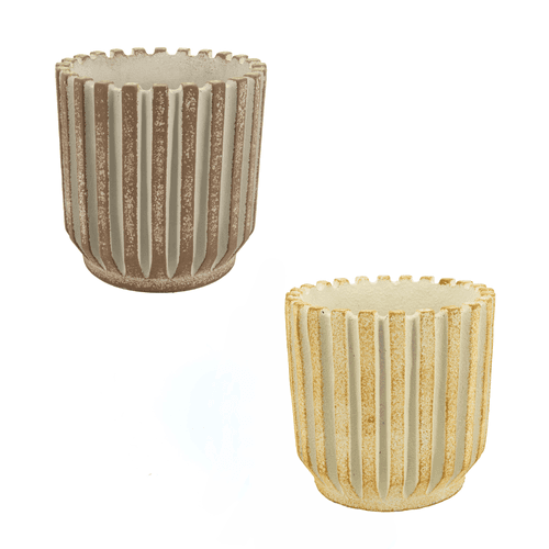 Macetas de Cerámica Surtidas Crest Marrón (pack de 2)