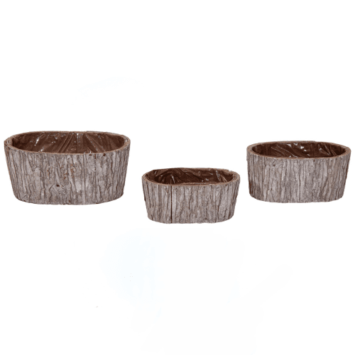 Conjunto de 3 cestas ovais de madeira 14 cm