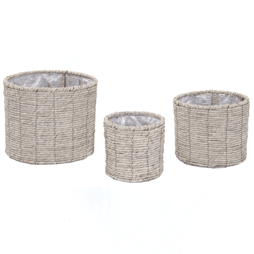 Cestos Decorativos em Zinco Cylinder (Kit de 3)