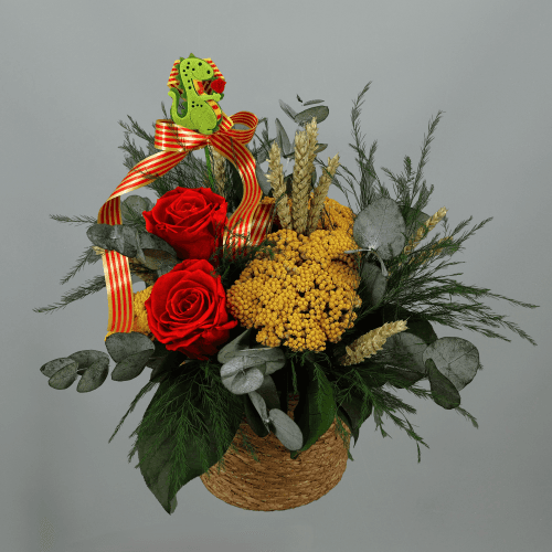Cistell artificial de Sant Jordi, Flor artificial de 18 cm de llarg