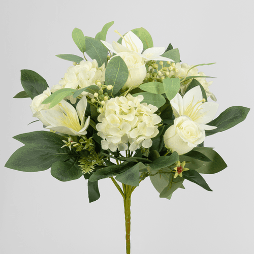 Bouquet Artificiel Hortensia et Lys Mixte, Fleur artificielle de 39 cm de long, lot de 3 unités