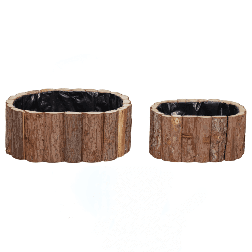 Pack de 6 sets de 2 cestas ovaladas de madera 12 cm