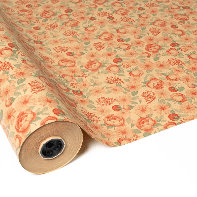 Rolo de Papel Kraft Estampado Floral Retro 50 m