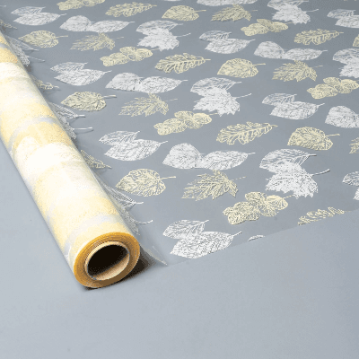 Celofán Follas Branco e Amarelo Transparente, 70 cm