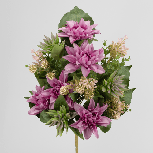 Bouquet Frontal de Dahlias et Fleurs, Fleur artificielle de 44 cm de long, lot de 3 unités