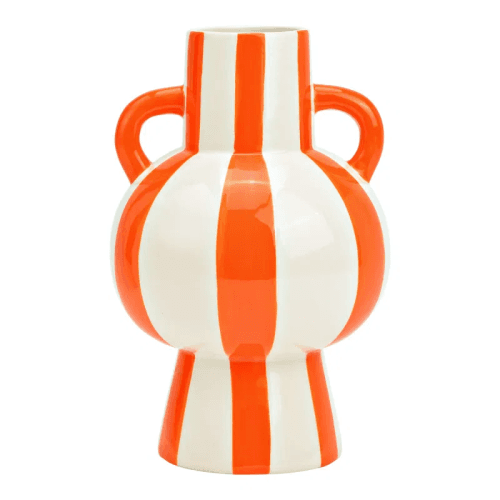 Jarra de cerâmica com linhas e asas Blanco/Naranja, 23,5 cm