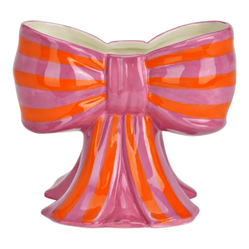 Jarra de cerâmica com laço Rosa/Naranja, 15,5 cm