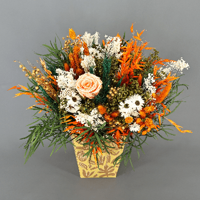 Centre Floral Malibu Orange Fleurs Séchées