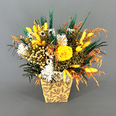 Centre Floral Malibu Jaune Fleurs Séchées