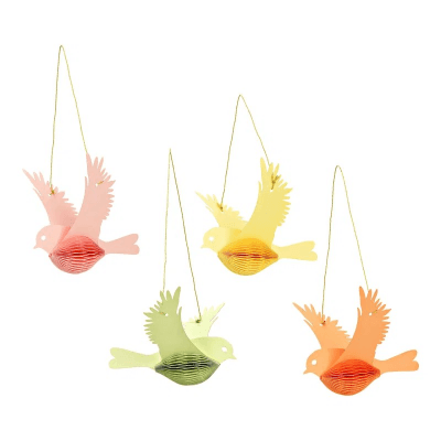 Pendente favo com pássaro Mixto, 15 cm (2 unids)