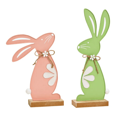 Suporte coelho de metal Rosa/Verde, 30,5 cm (2 unids)