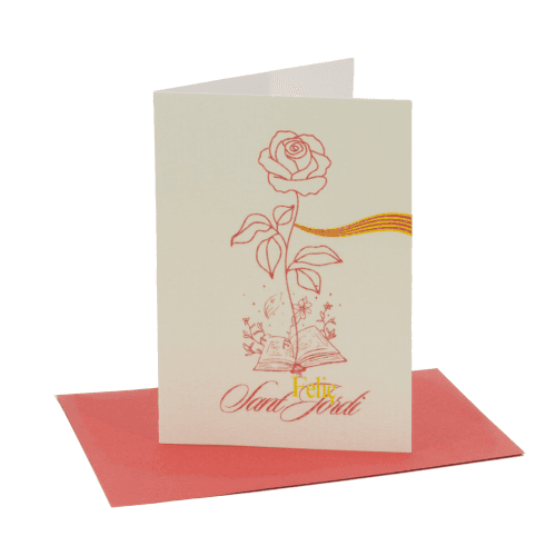 Tarjeta Feliç Sant Jordi Rojo/Blanco, 7x10 cm (5 uds)