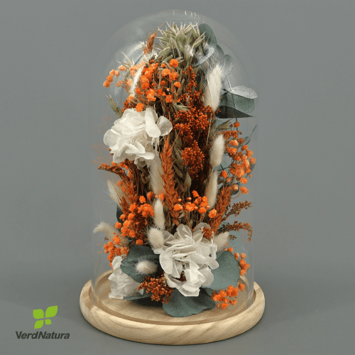 Cúpula floral Anaïs naranja