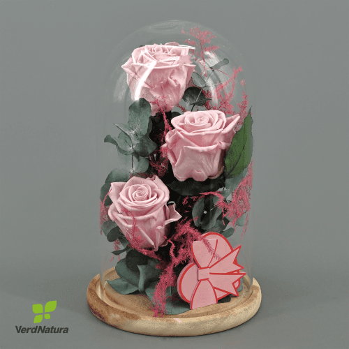 Cloche florale Sara rose poudré