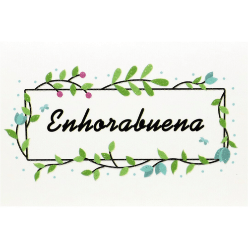 Targeta Enhorabona enfiladissa verda Verde, 10 x 7 cm (5 u.)