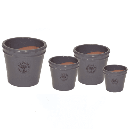 Ensemble de 4 Cache-pots en Céramique Médaillon Conique Taupe