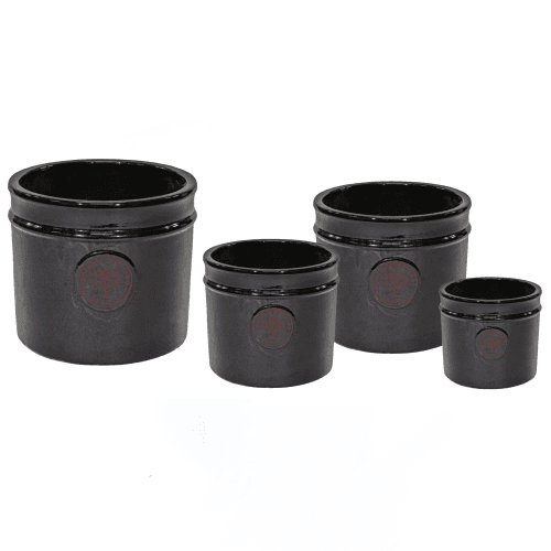 Ensemble de 4 Cache-pots Médaillon en Céramique Noire 37,5 cm