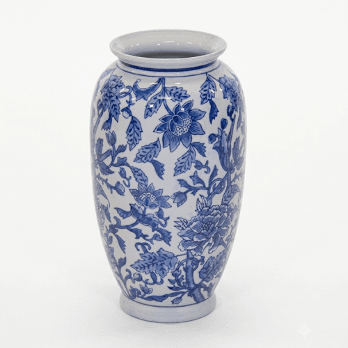 Vaso Qing de Cerâmica 19 cm Blanco/Rosa, 31 cm (6 unids) Mega Ceramics