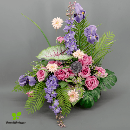 Jardinera Artificial d'Iris, Flor artificial de 60 cm de llarg