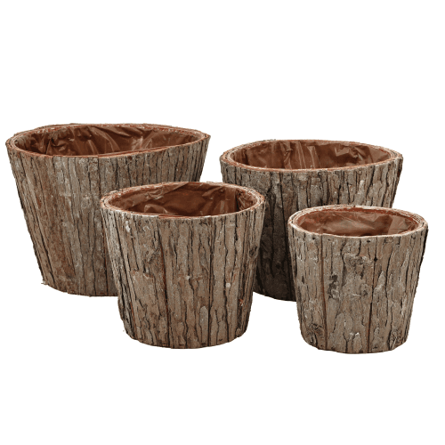Conjunto de 4 cestos de madeira 20 cm