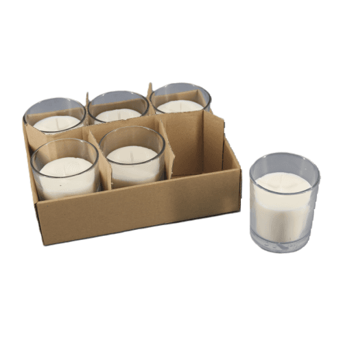 Bougie en Verre Moyen Blanco, 8,5 cm (6 unités)