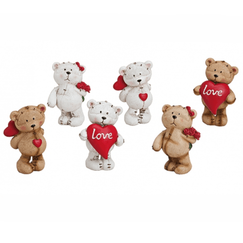 Muñeco Oso Love, Marrón/Blanco, 1 tallos, 11cm
