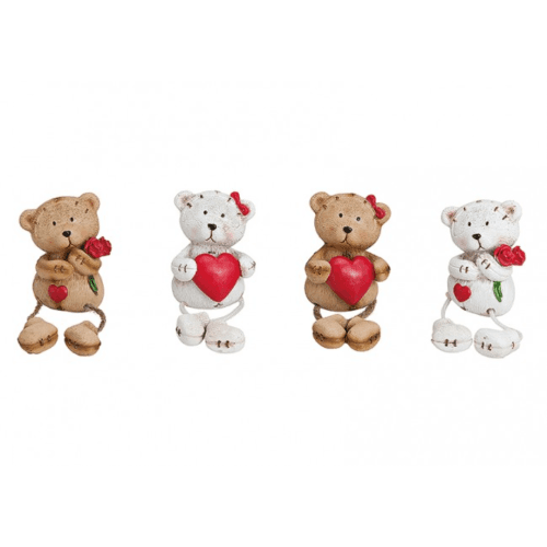 Urso de Peluche com Coração Sentado Mixto, 12 cm (12 unids)