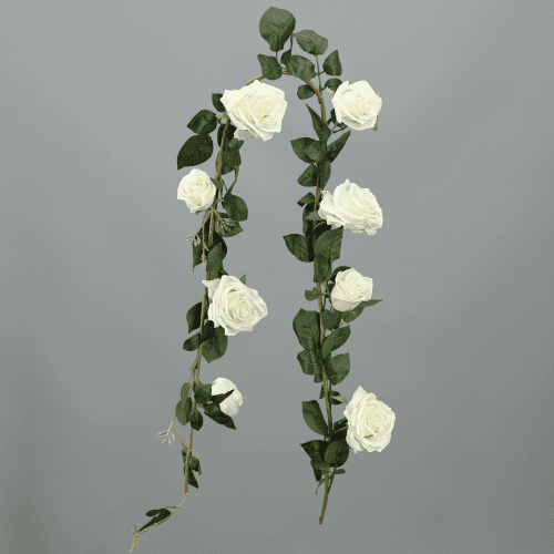 Grinalda de rosas artificial crema, branca ou vermella 145 cm