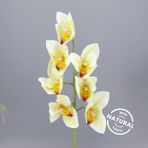 Pack de 3 orquídeas Cymbidium artificiales blancas 64 cm