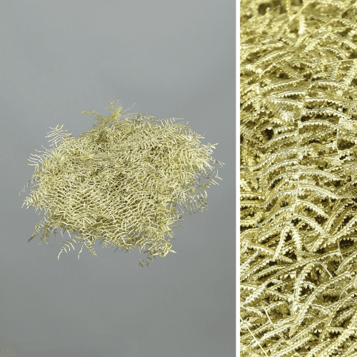 Pack de 5 Gleichenia (feto coral) pintado dourado 25 cm, Folhagem de 25 cm de comprimento, em molho