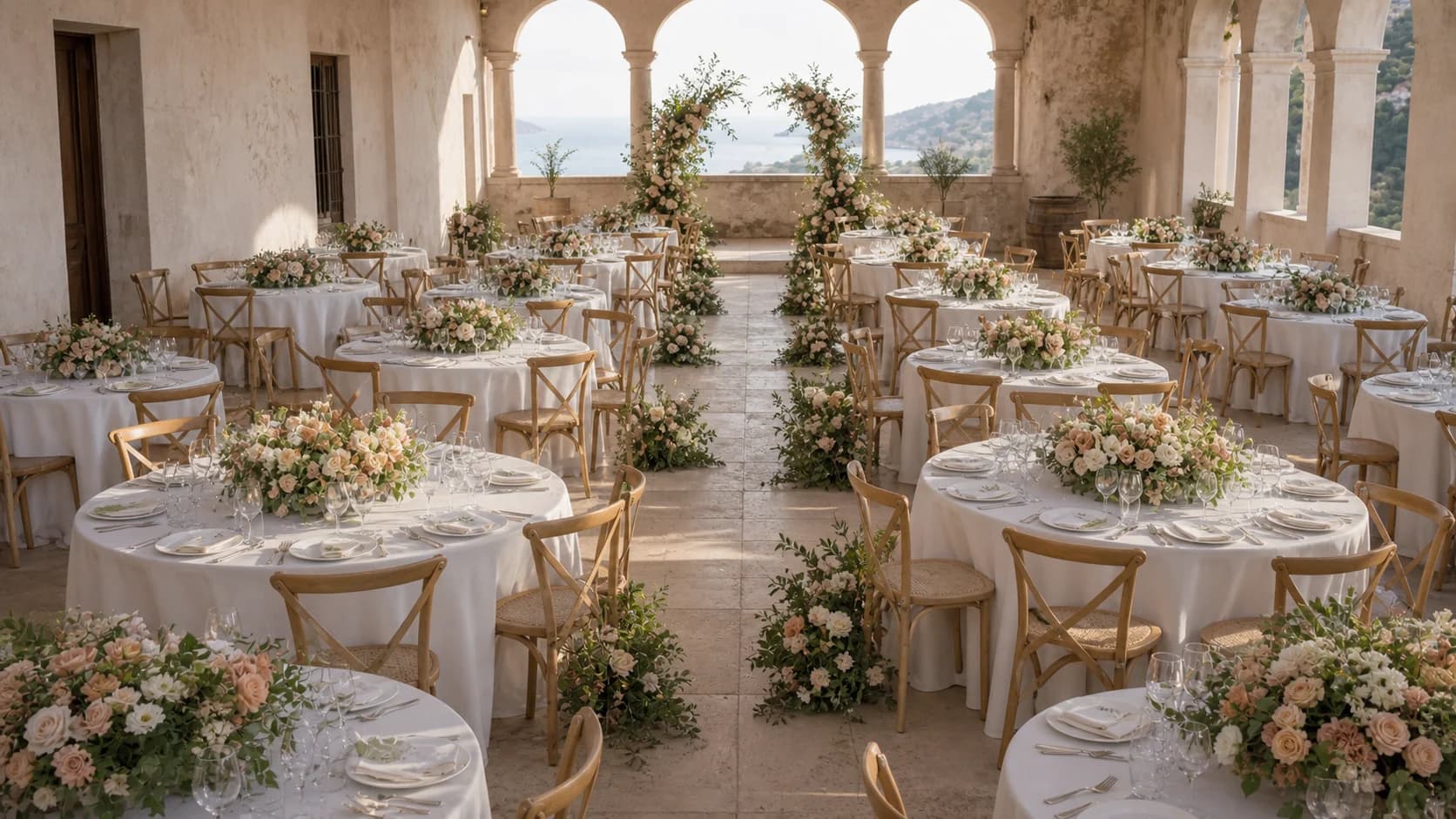 Rosa de jardín · ranúnculo · lisianthus · eucalipto · olivo