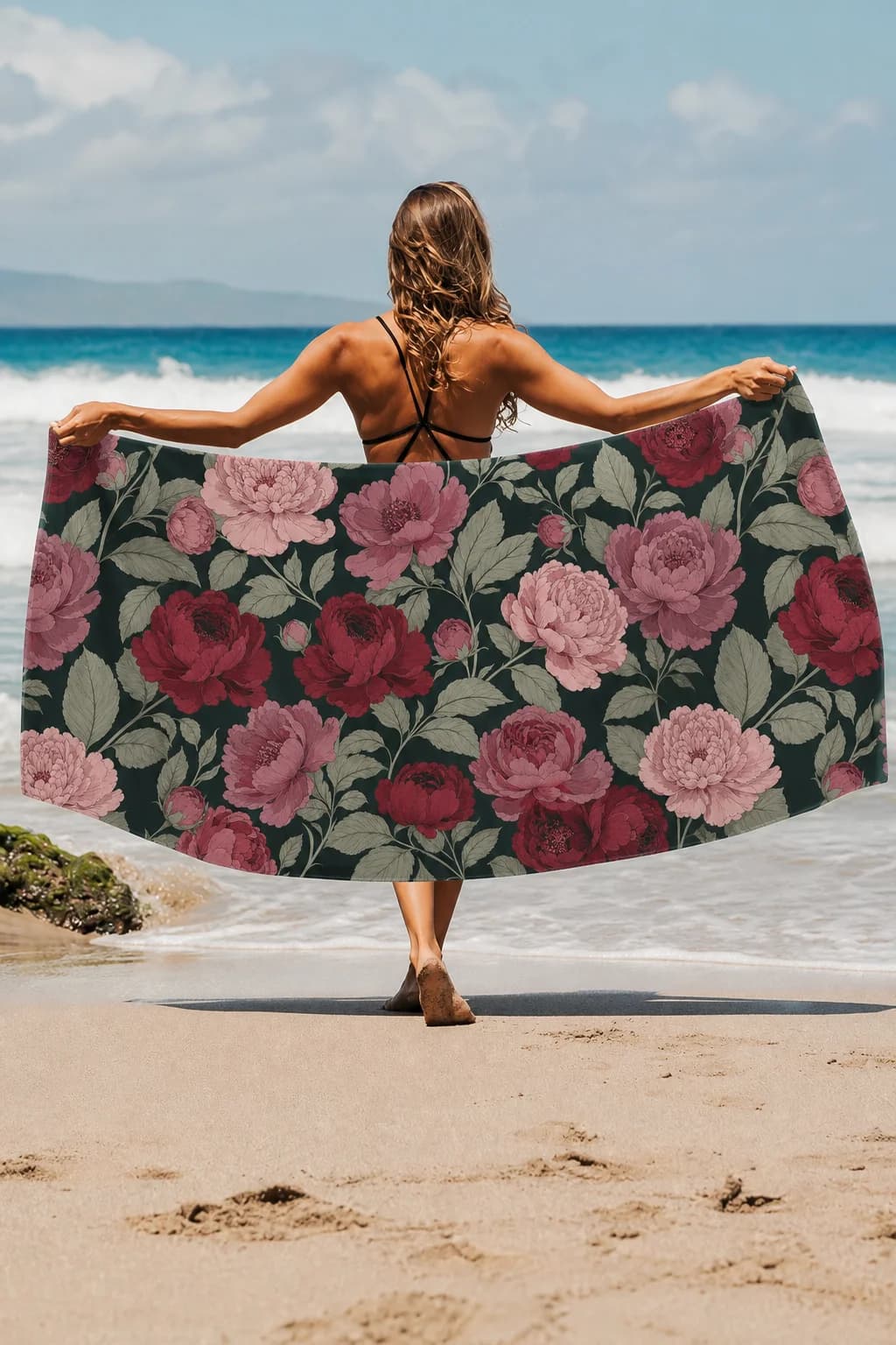 Serviette de plage Jardin Nocturne en microfibre, 80 × 180 cm