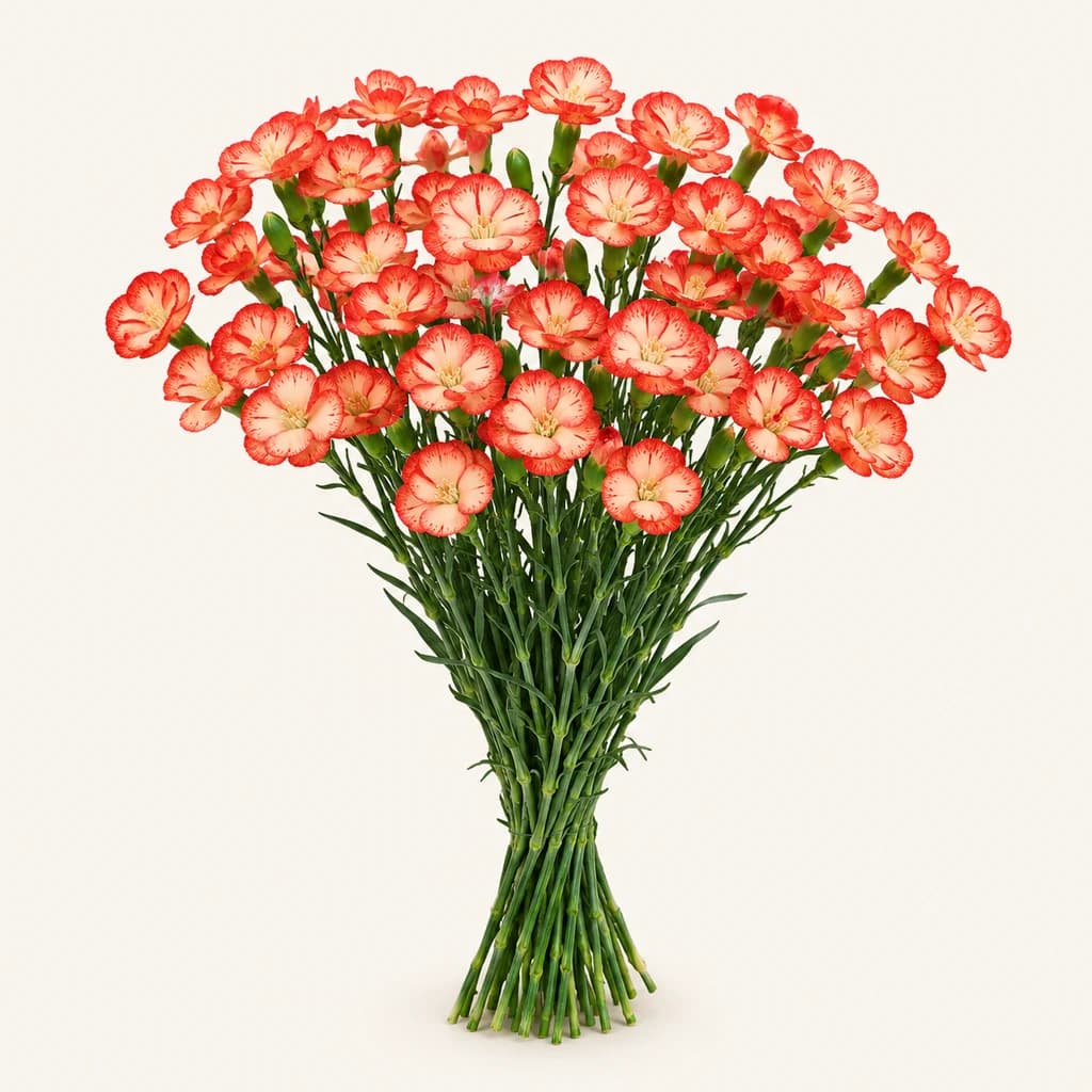 Solomio Clif krabelina horia eta laranja, 20 zurtoin 70 cm-koak (Dianthus caryophyllus)
