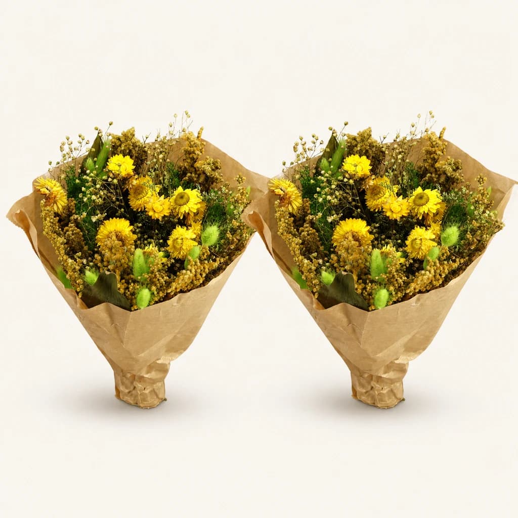 Ram de Flors Seques Verd i Groc, lot de 2 rams