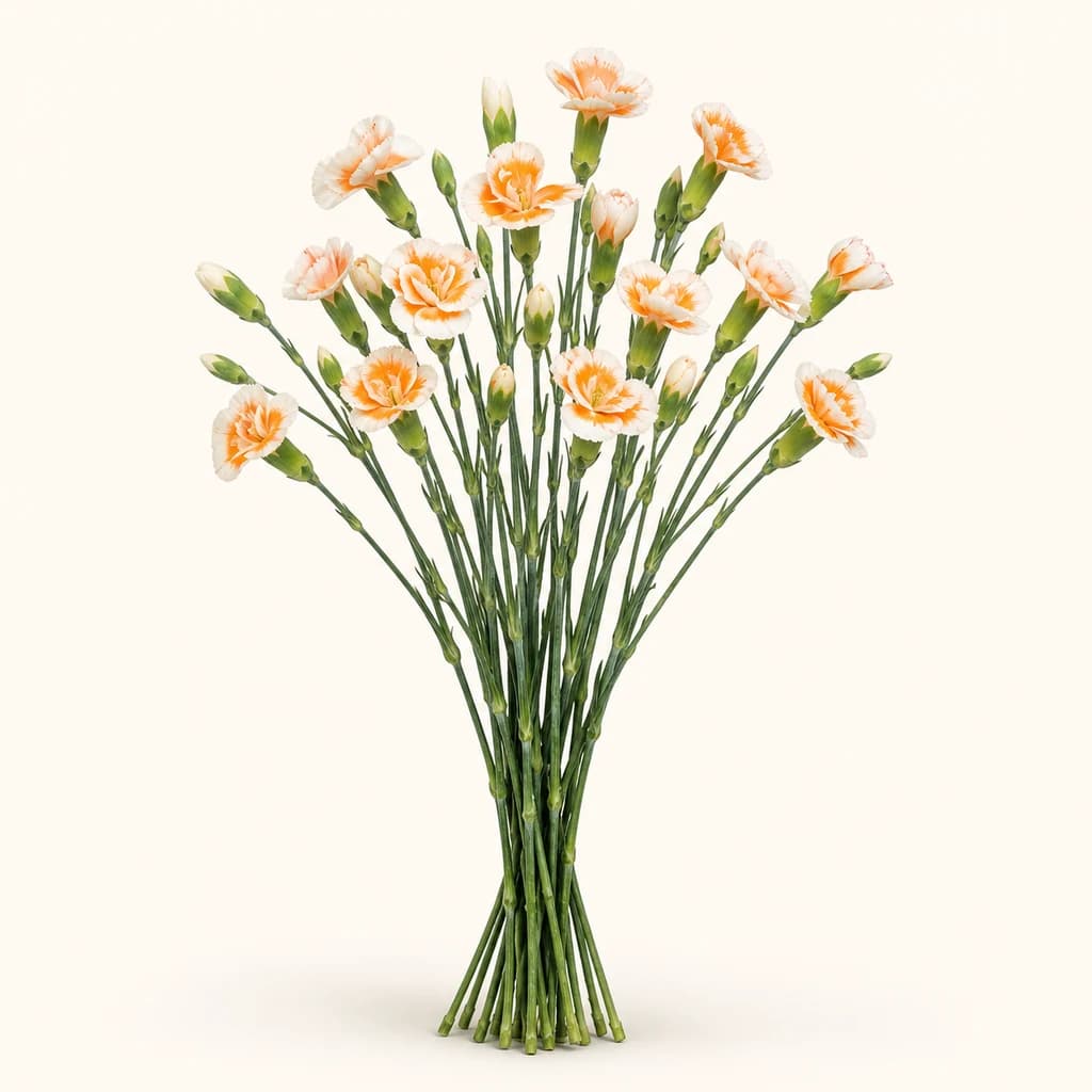 Cravo Solomio Branco e Laranja (Dianthus caryophyllus)