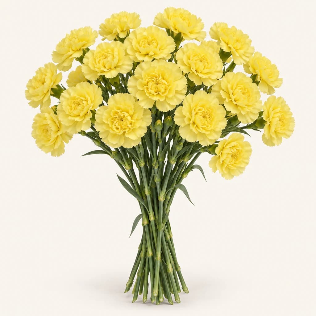 Boîte de 40 Œillets Jaunes (Dianthus caryophyllus)
