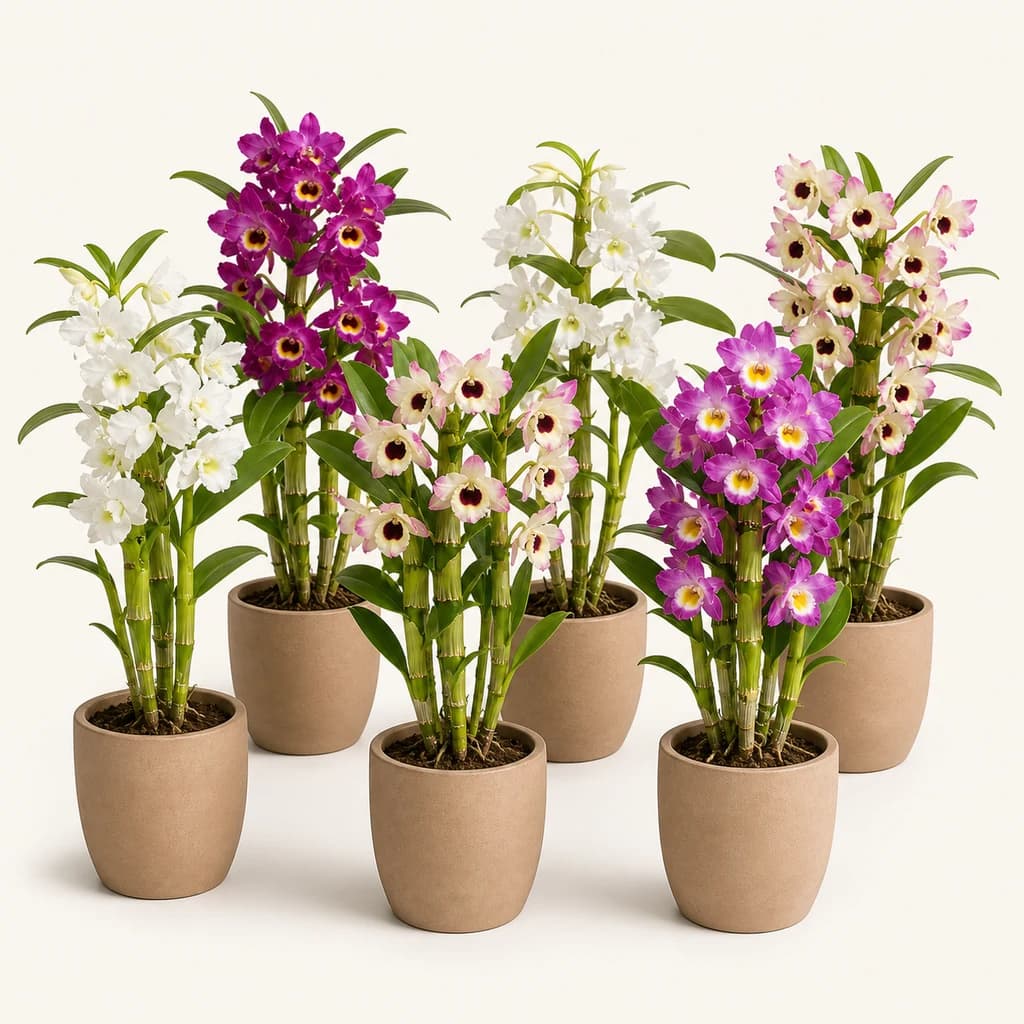 Orchidée Dendrobium Nobile en pot, lot de 6 plantes