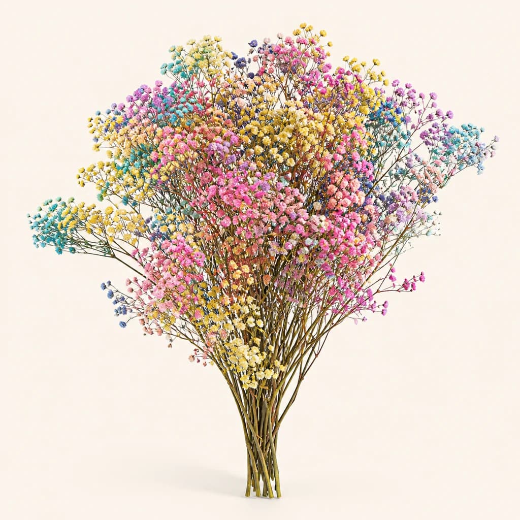 Gypsophile préservée multicolore de 100 g (Gypsophila paniculata)
