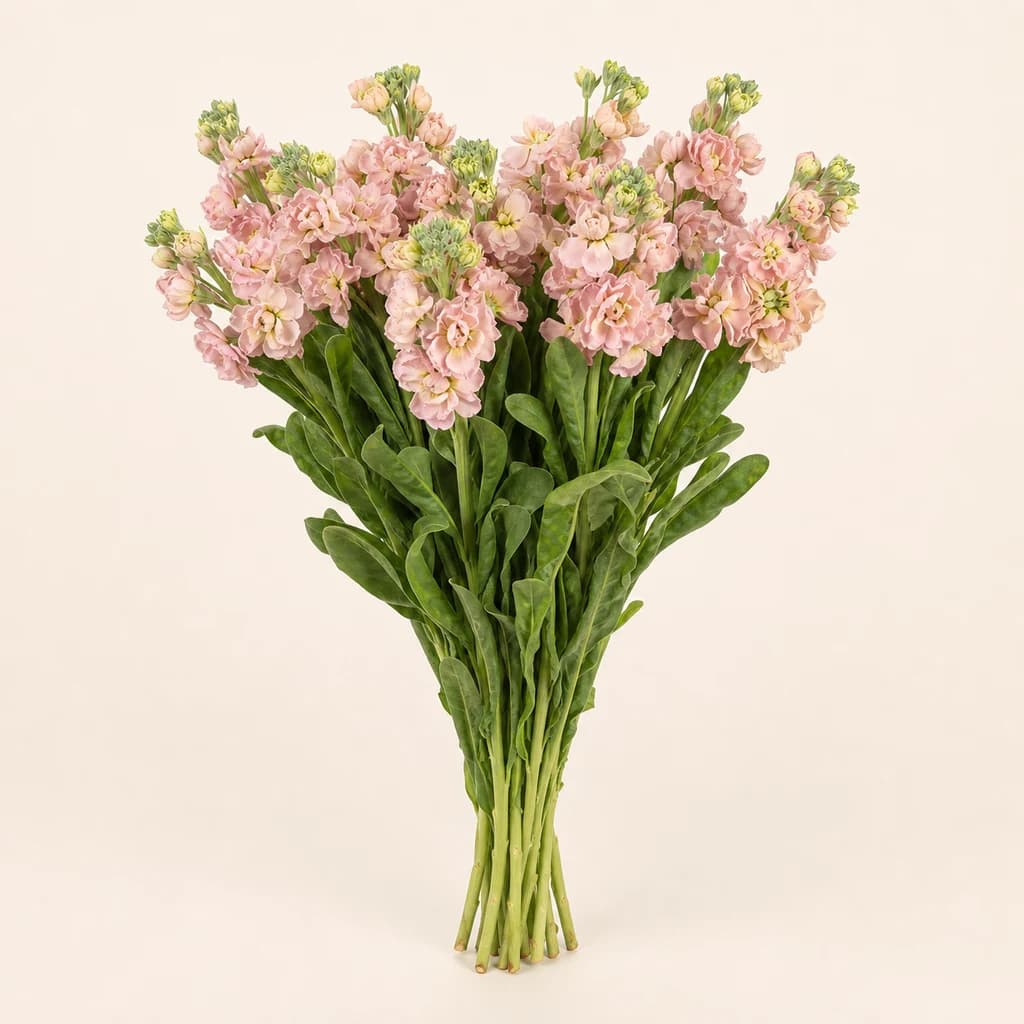 Goivo Champagne salmão, lote de 10 caules (Matthiola incana)