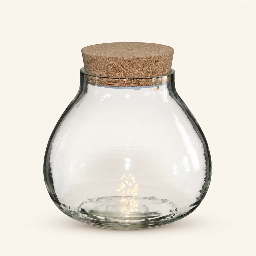 Terrari de Vidre amb Tap de Suro i Llum LED 15 cm