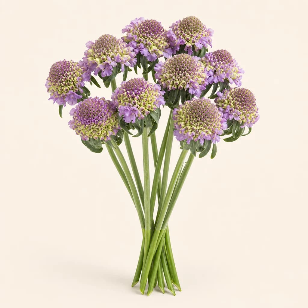 Bouquet de 10 Scabieuses Lavande Focal Lilac
