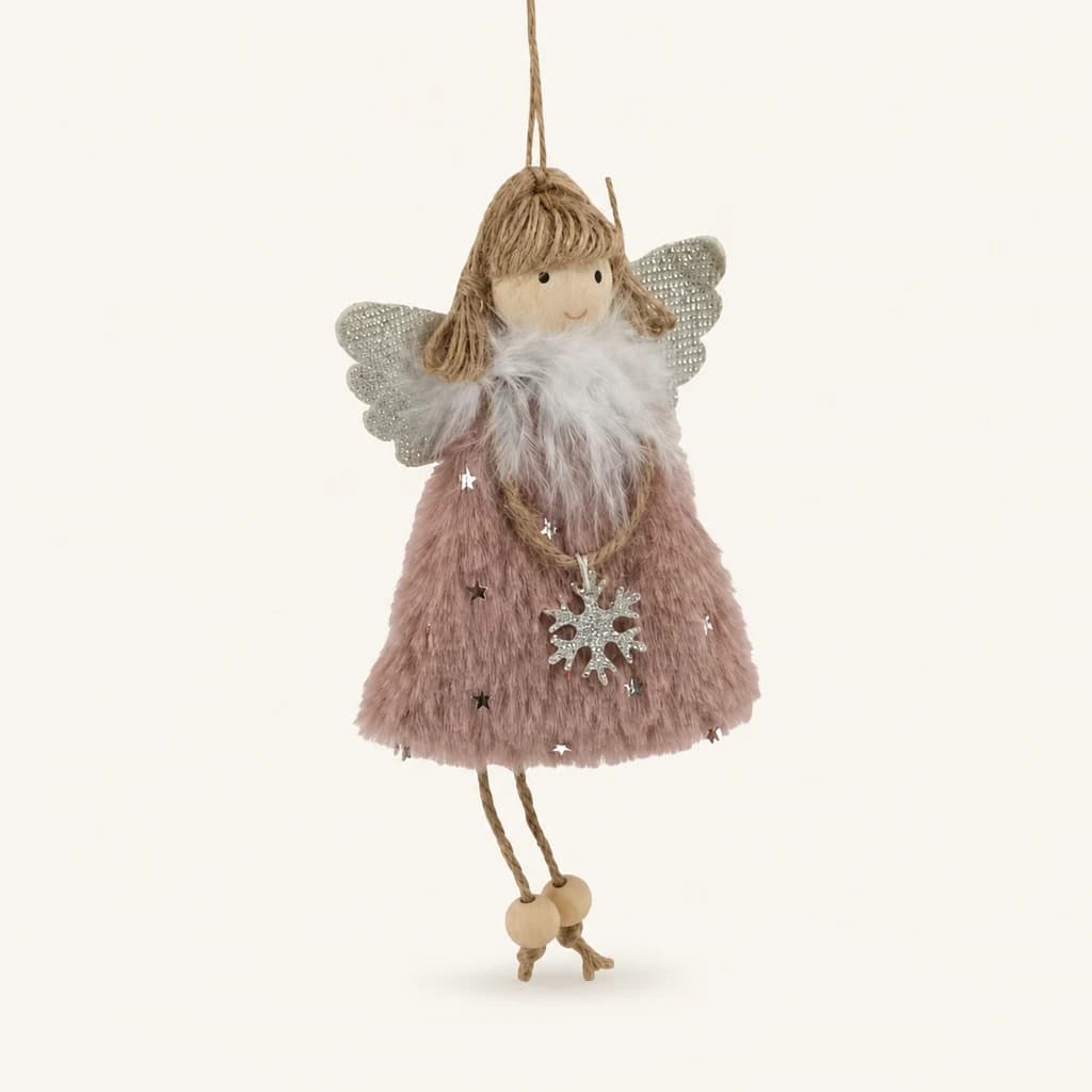 Anjo com Flocos de Neve - Adorno Natalino, lote de 2 unidades