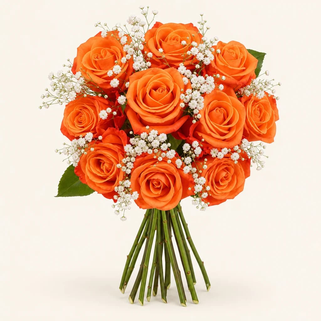 Ramo de 14 rosas naranjas