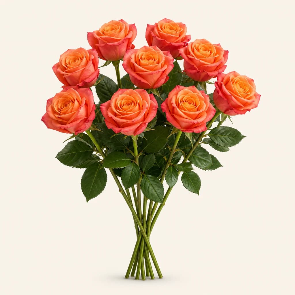 Ramo de rosas coral Miss Piggy de 50 cm