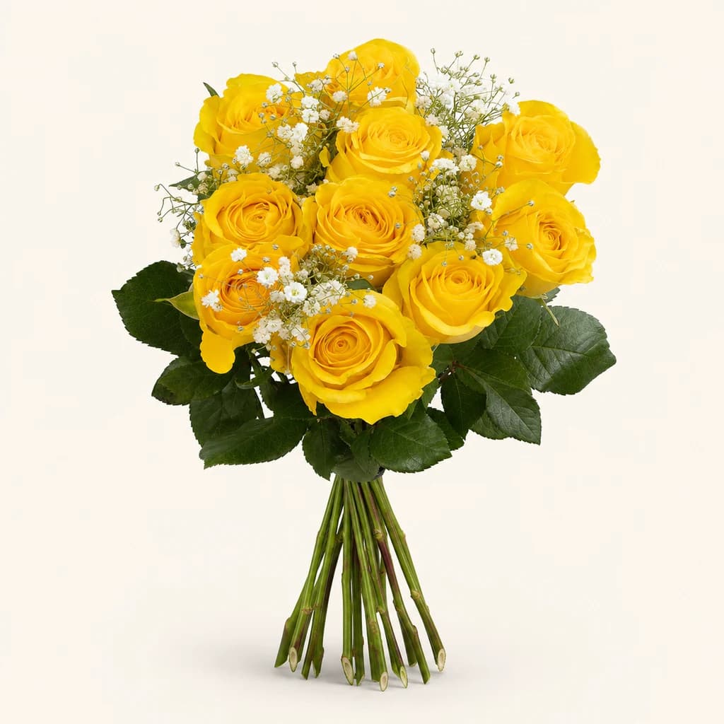 Ram de 14 roses grogues (Rosa)